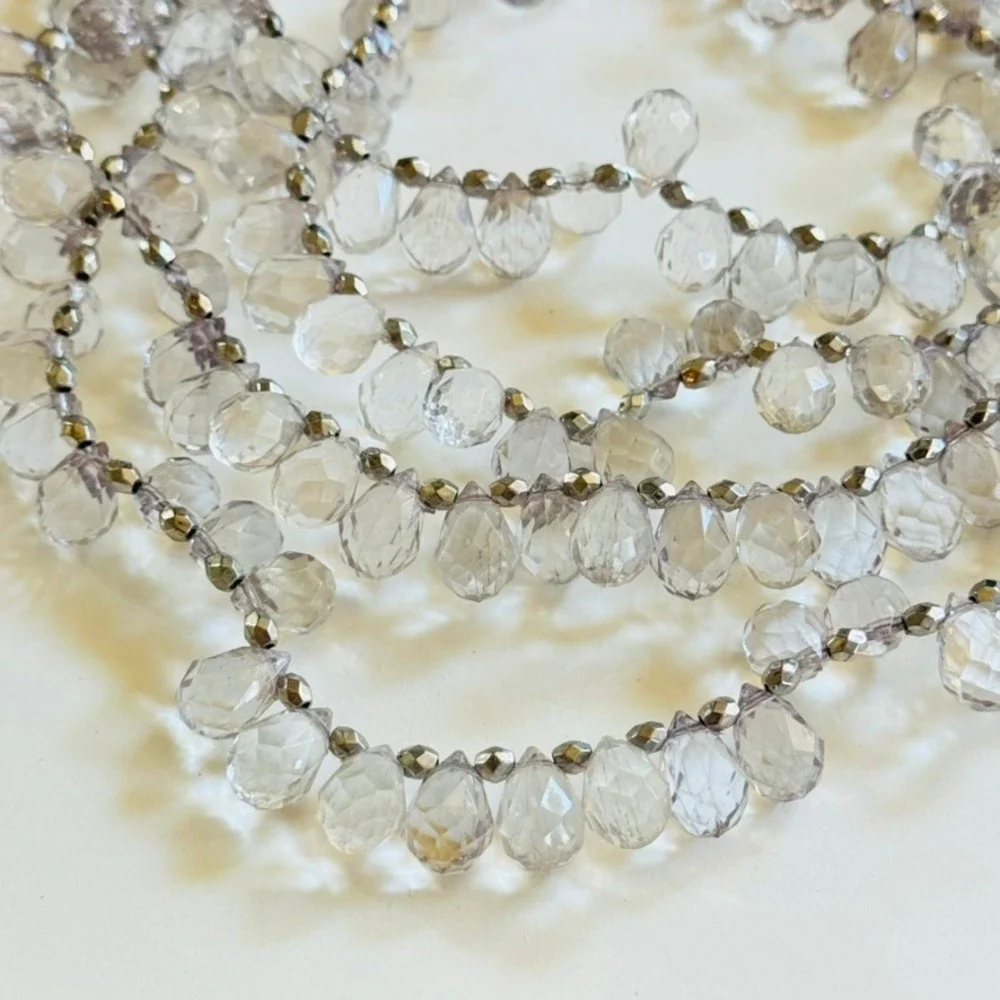 Sassy Jones SJ bib Necklace 4 strand‎ Clear lucite acrylic Beads Statement 22